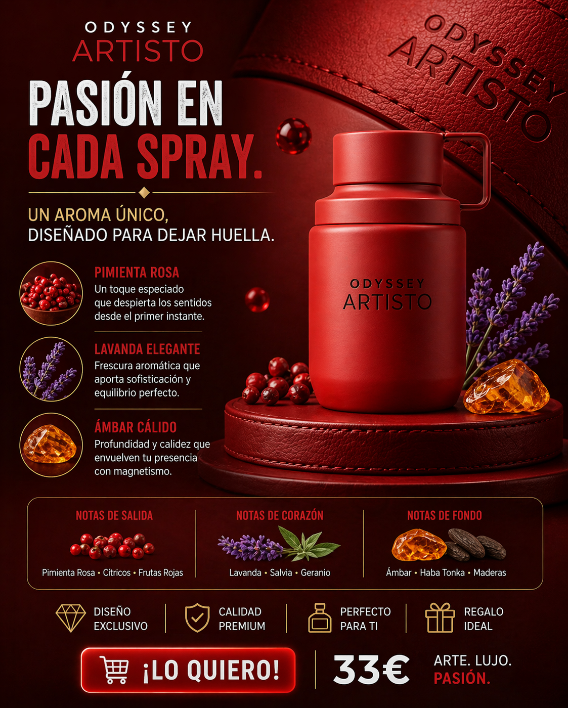 Odyssey Artisto The Red Edition Armaf | Perfume Masculino Especiado 100ml