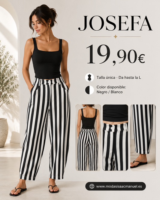 Conjunto de Dos Piezas "JOSEFA" | Top Básico y Pantalón a Rayas Verticales