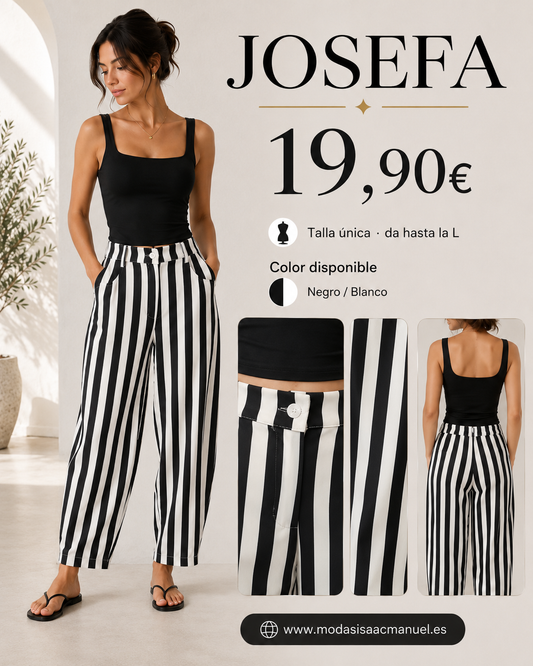Conjunto de Dos Piezas "JOSEFA" | Top Básico y Pantalón a Rayas Verticales