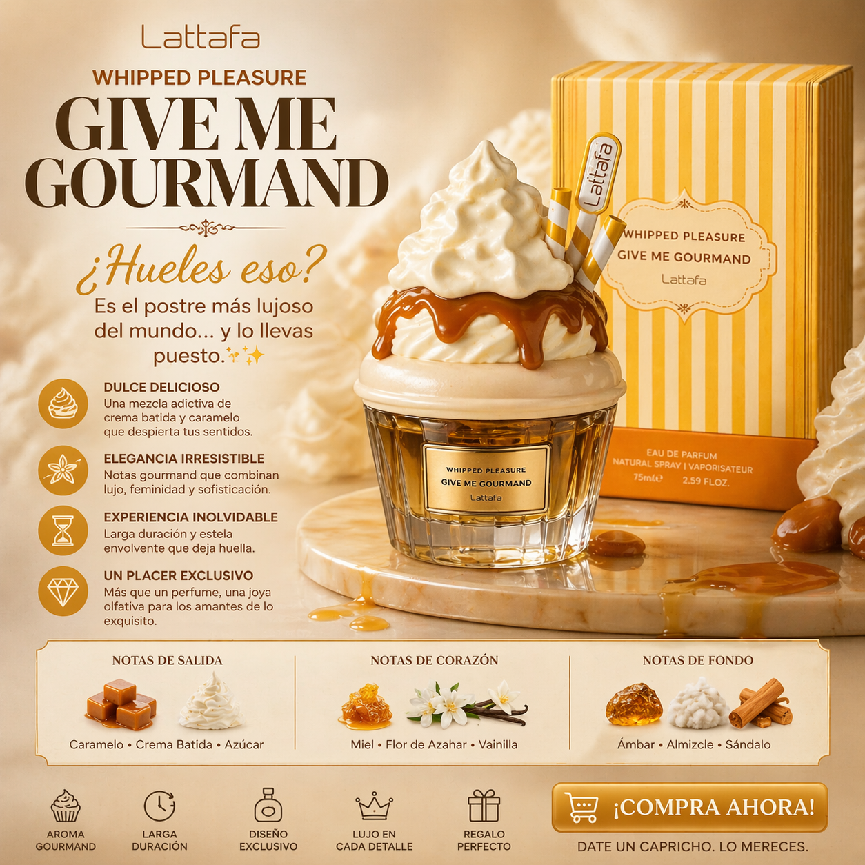Whipped Pleasure Lattafa | Perfume Gourmand Caramelo Unisex 75ml