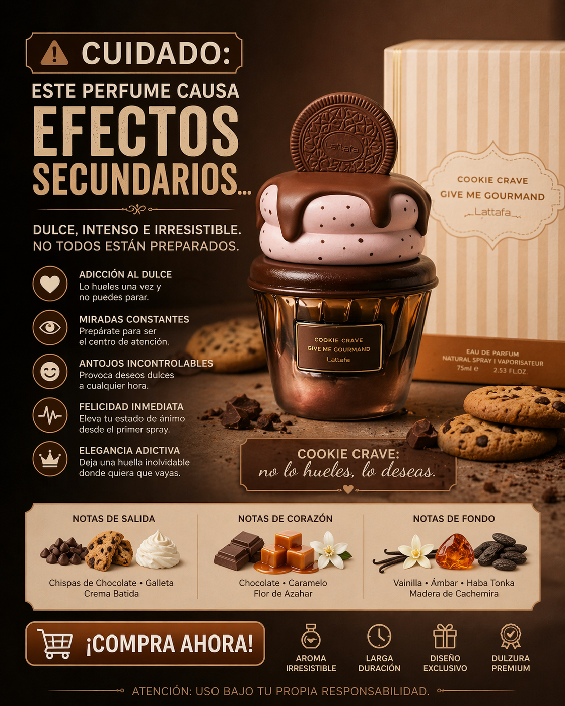 Cookie Crave Lattafa | Perfume Gourmand Galleta Unisex 75ml