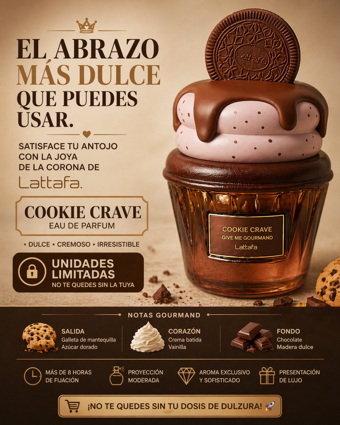 Cookie Crave Lattafa | Perfume Gourmand Galleta Unisex 75ml