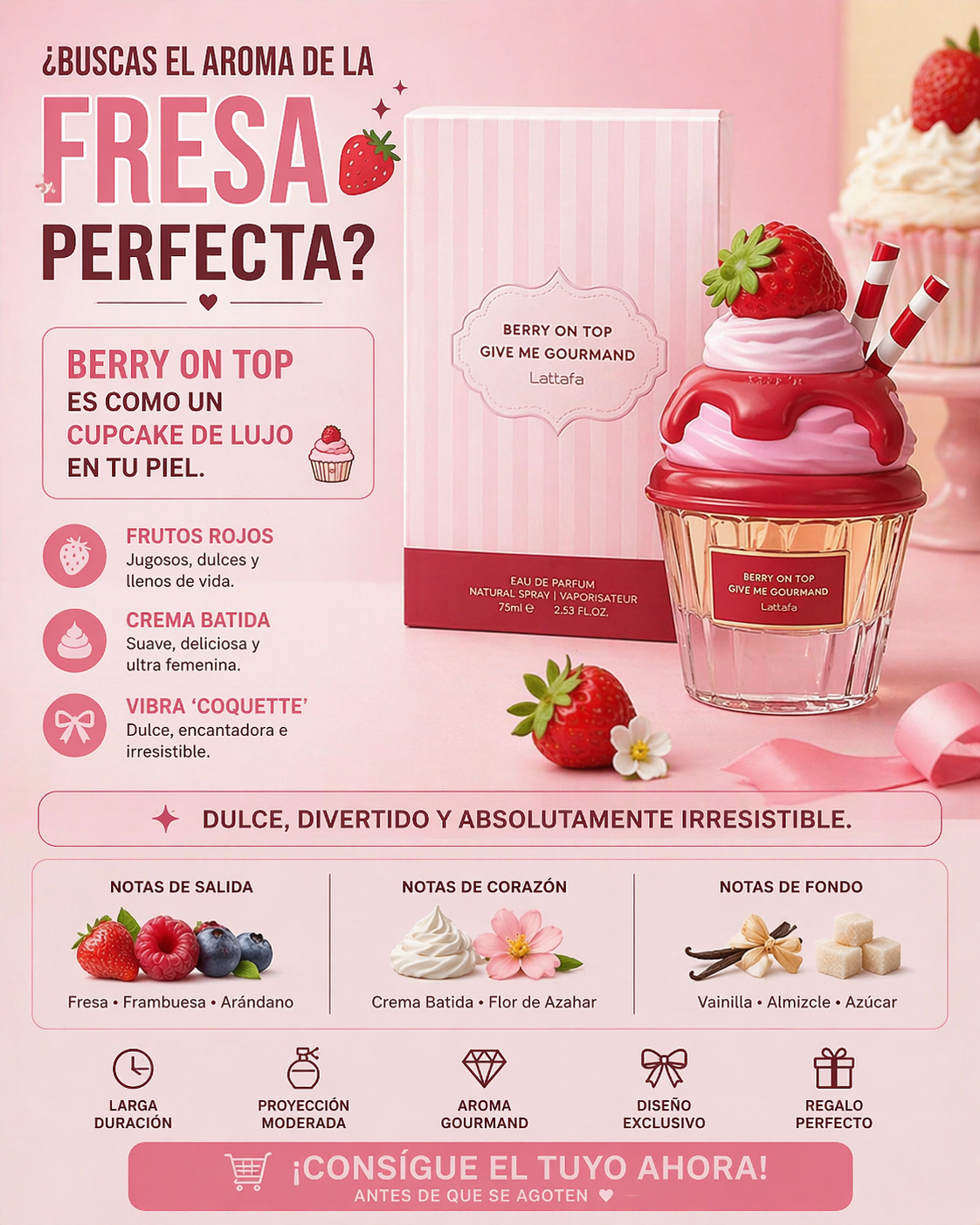Berry On Top Lattafa | Perfume Gourmand Frutal Unisex 75ml