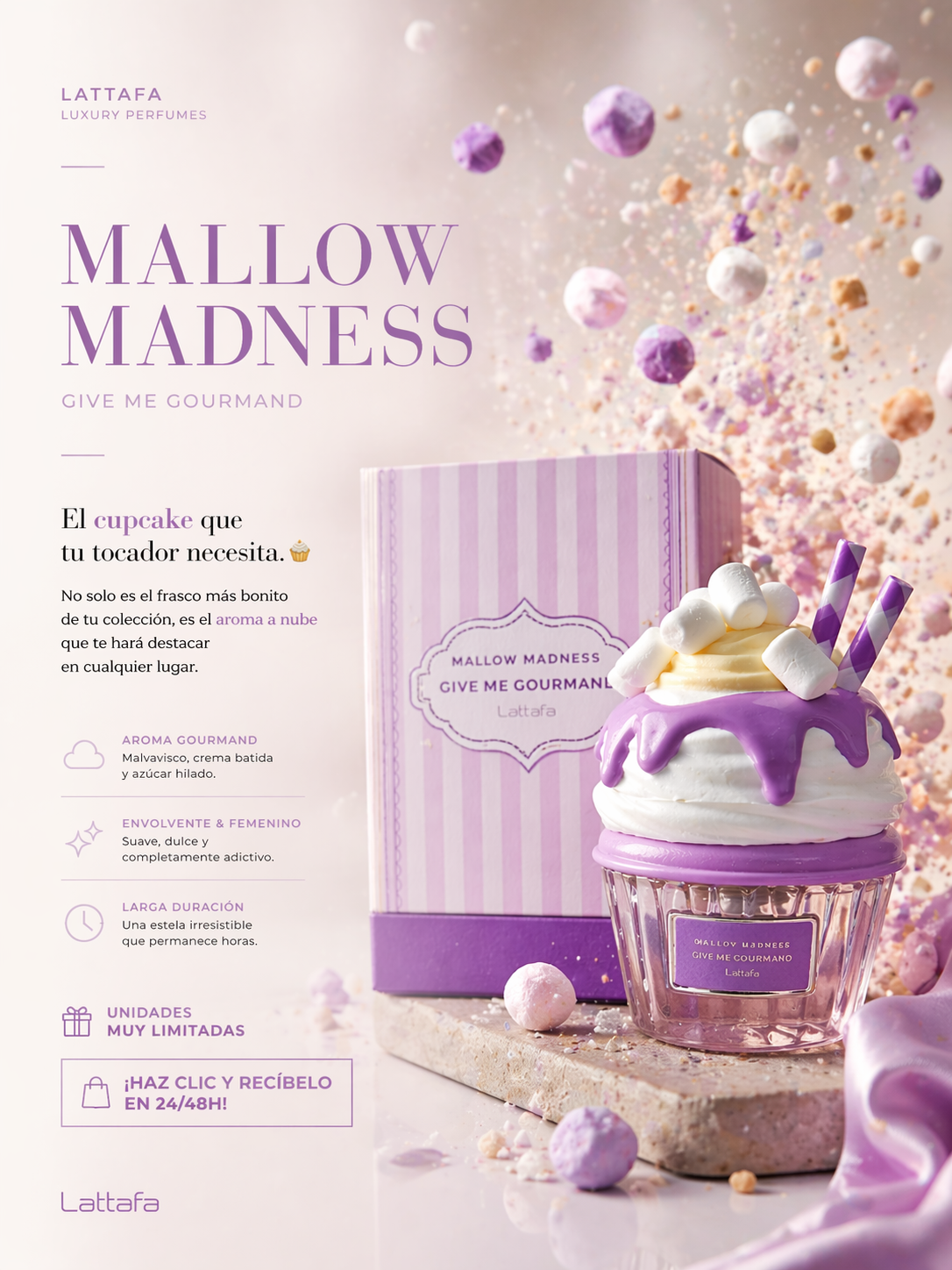 Mallow Madness Lattafa | Perfume Gourmand Malvavisco Unisex 75ml