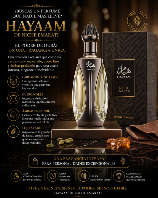 Lattafa Niche Emarati Hayaam EDP | Perfume Unisex + REGALO MUESTRA GRATIS