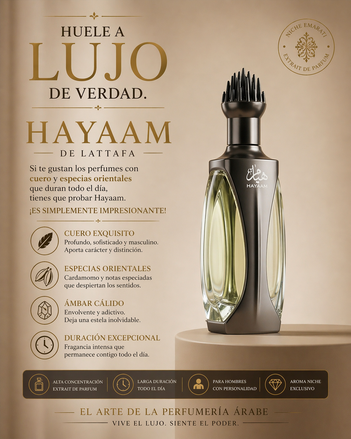 Lattafa Niche Emarati Hayaam EDP | Perfume Unisex + REGALO MUESTRA GRATIS