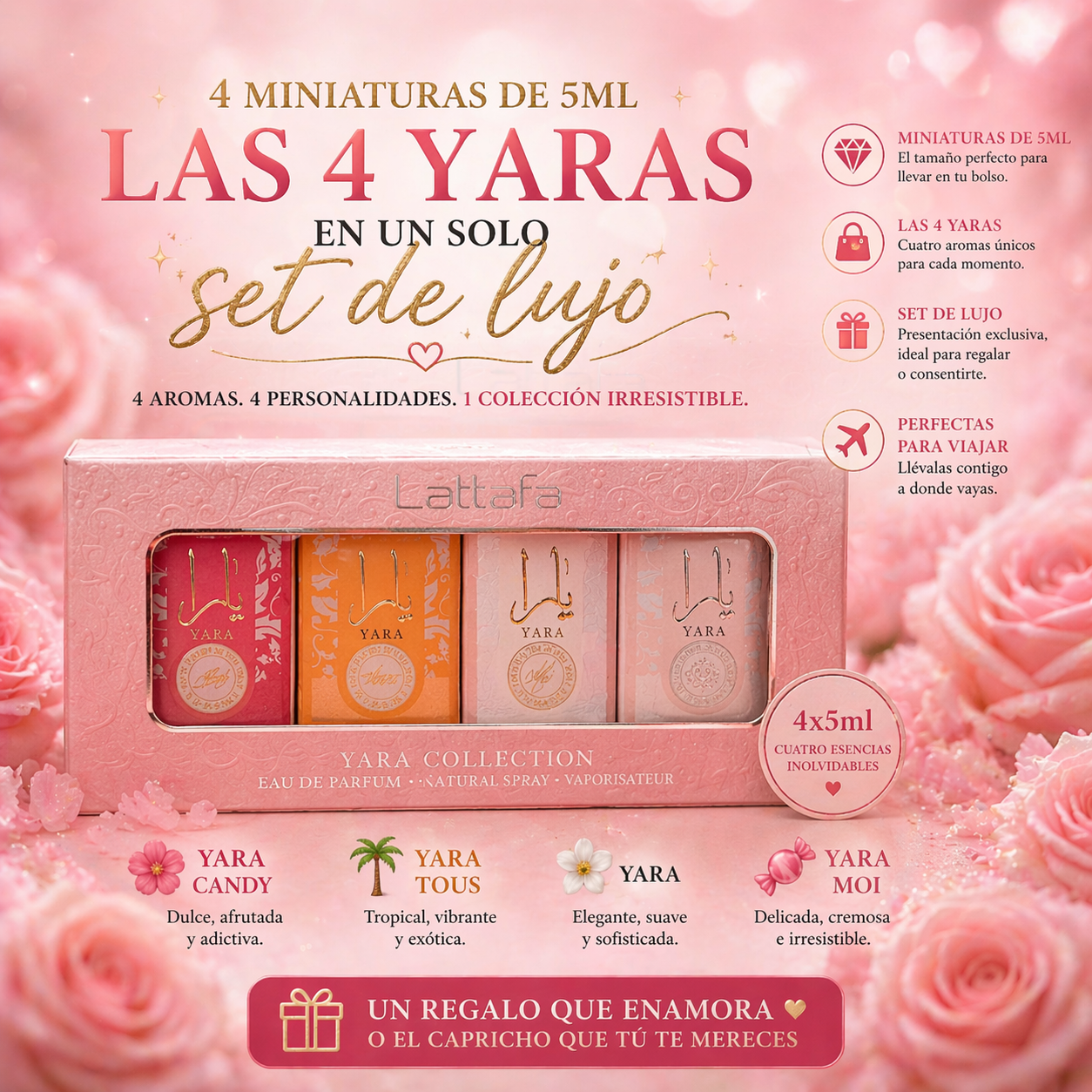 Yara Collection Lattafa | Set Discovery 4 x 5ml Miniaturas EDP