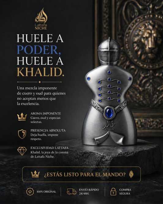 Niche Emarati Khalid Lattafa | Perfume Unisex Cuero Oud Azafrán 100ml