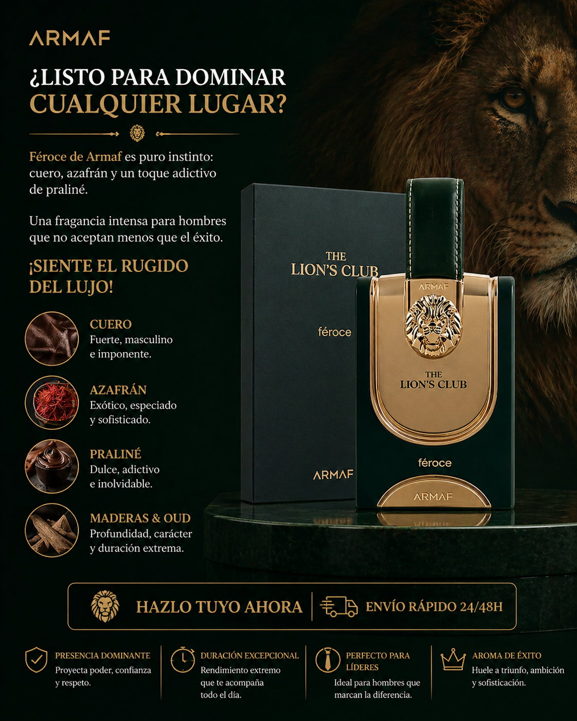 The Lion's Club Féroce Armaf | Perfume Masculino Cuero Especiado 100ml
