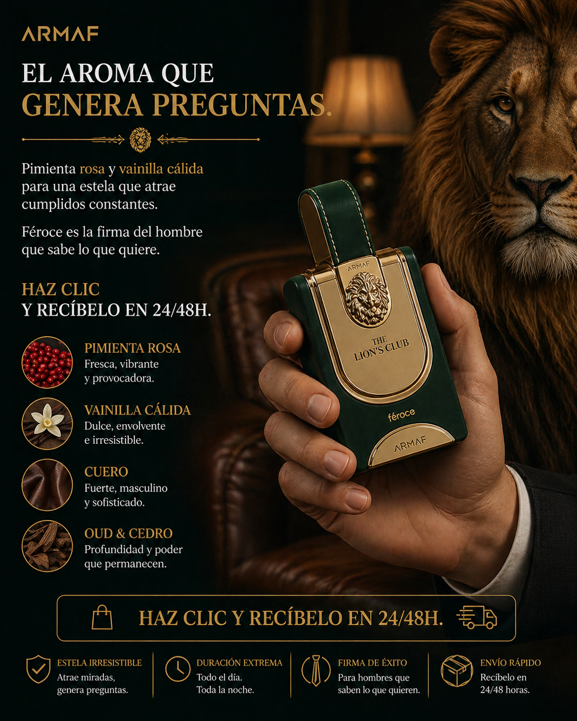 The Lion's Club Féroce Armaf | Perfume Masculino Cuero Especiado 100ml