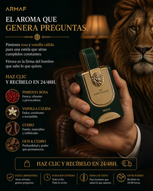 The Lion's Club Féroce Armaf | Perfume Masculino Cuero Especiado 100ml