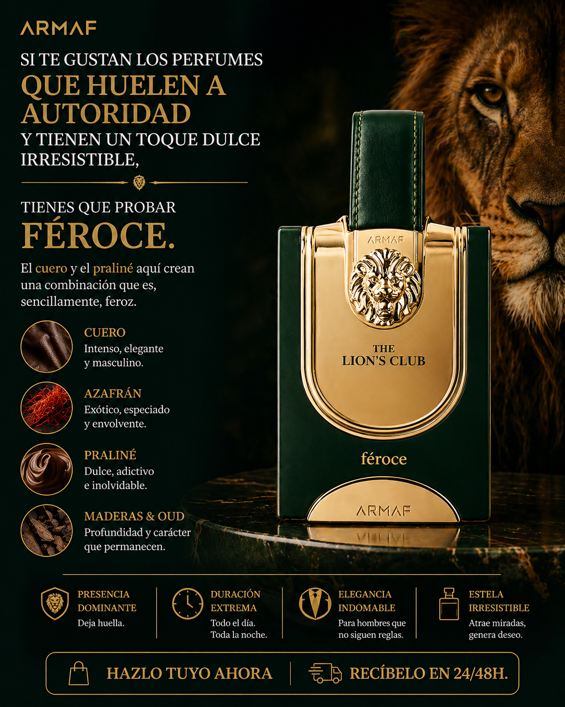 The Lion's Club Féroce Armaf | Perfume Masculino Cuero Especiado 100ml