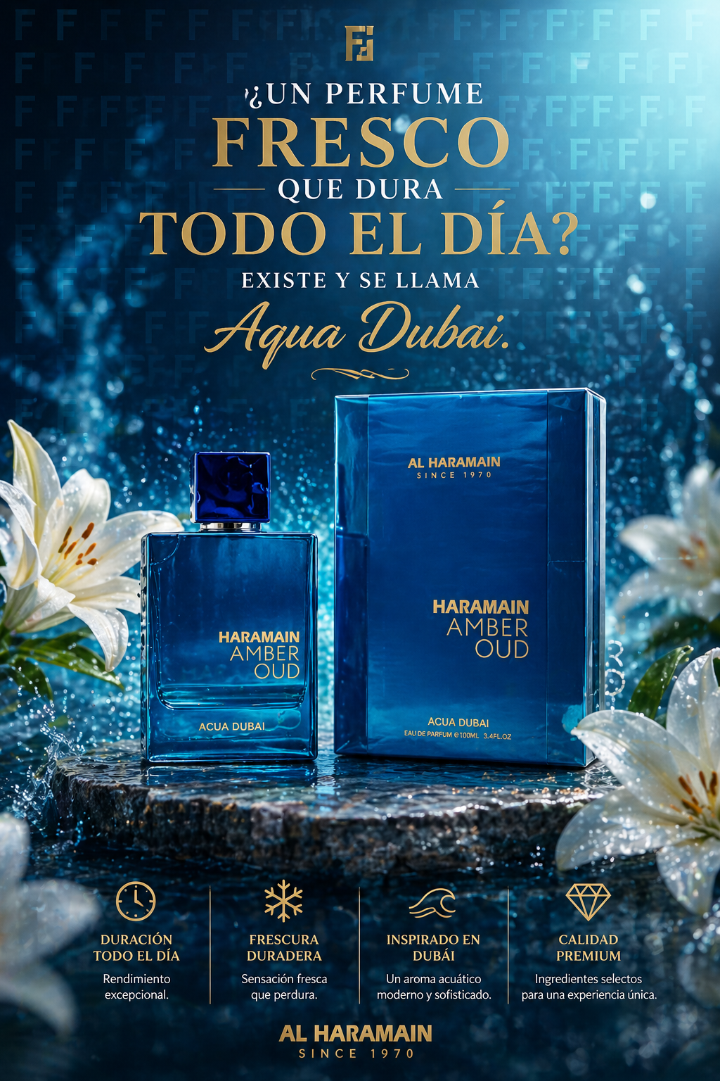 Amber Oud Aqua Dubai Al Haramain | Perfume Unisex Acuático 100ml