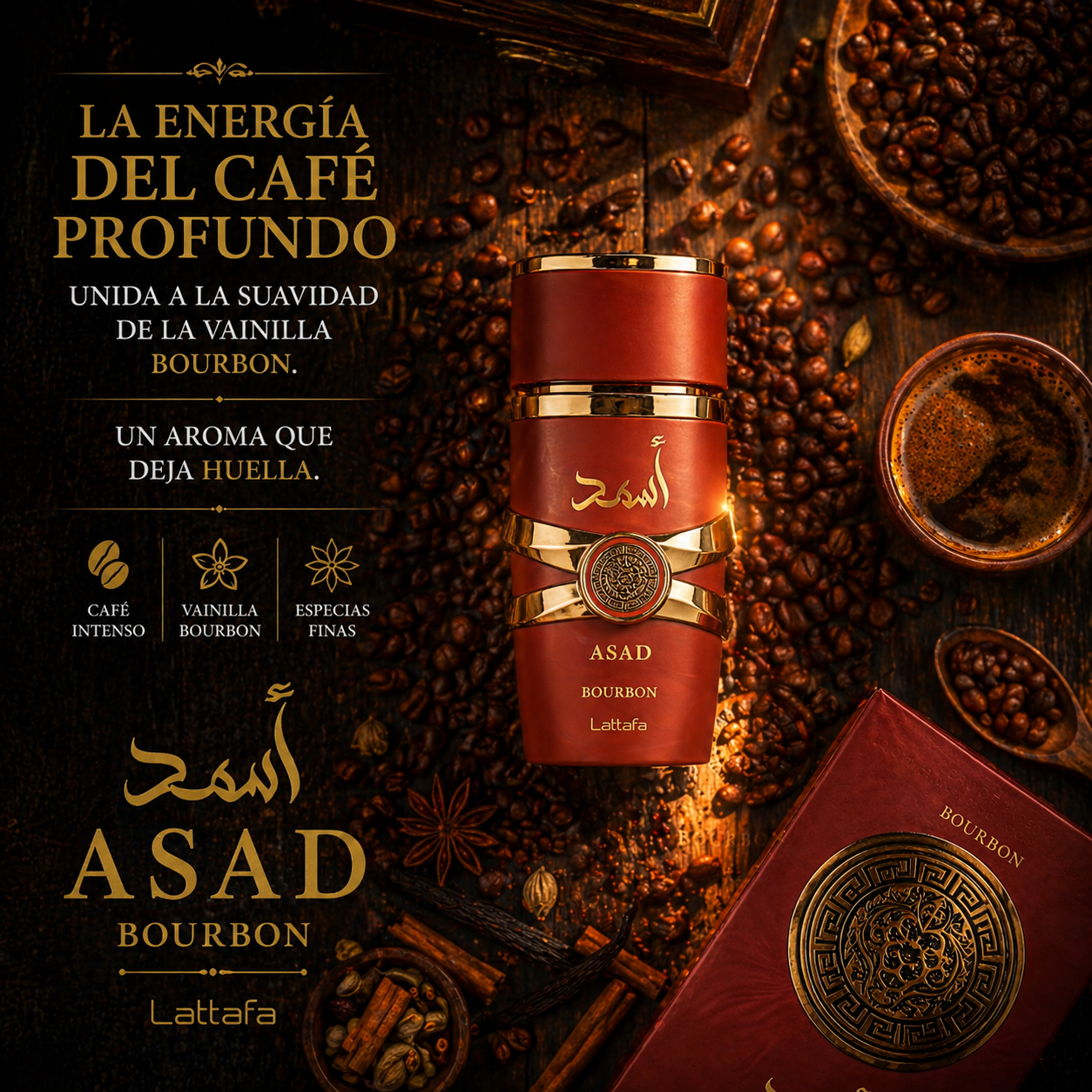 Asad Bourbon Lattafa | Perfume Masculino 100ml