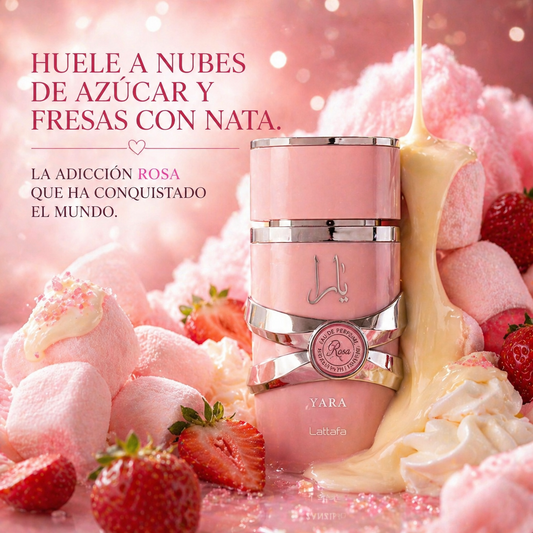 Yara Rosa Lattafa | Perfume Femenino Ámbar Gourmand 100ml