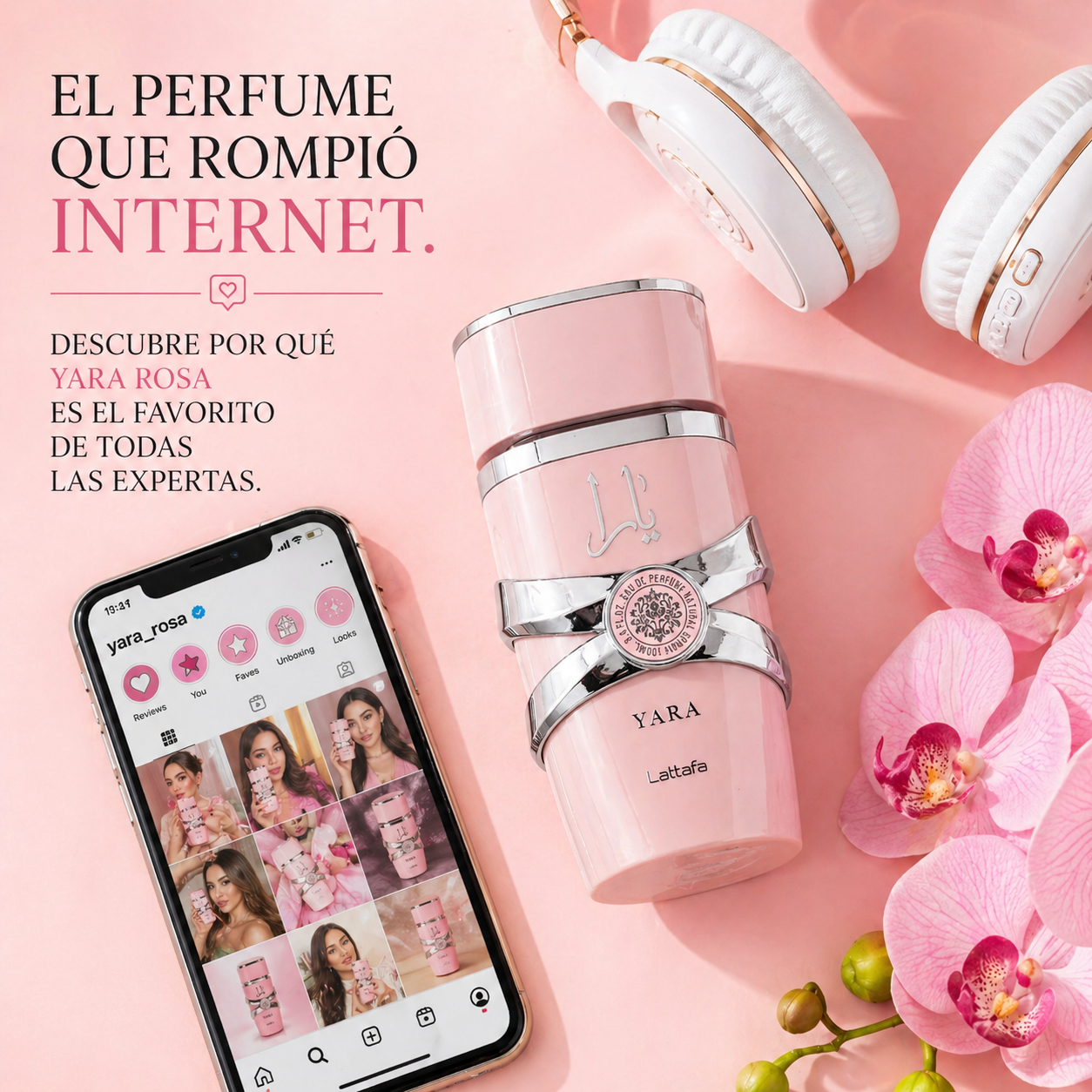 Yara Rosa Lattafa | Perfume Femenino Ámbar Gourmand 100ml