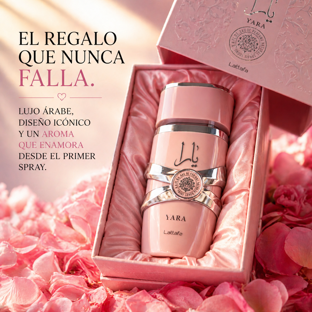 Yara Rosa Lattafa | Perfume Femenino Ámbar Gourmand 100ml