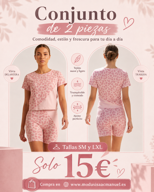Conjunto Deportivo de Camiseta y Mallas Ciclistas Animal Print | Tejido Suave y Ligero