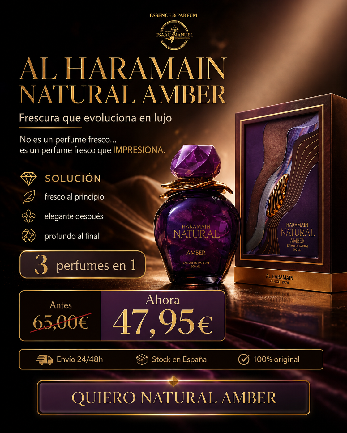 Natural Amber Al Haramain | Perfume Unisex 100ml
