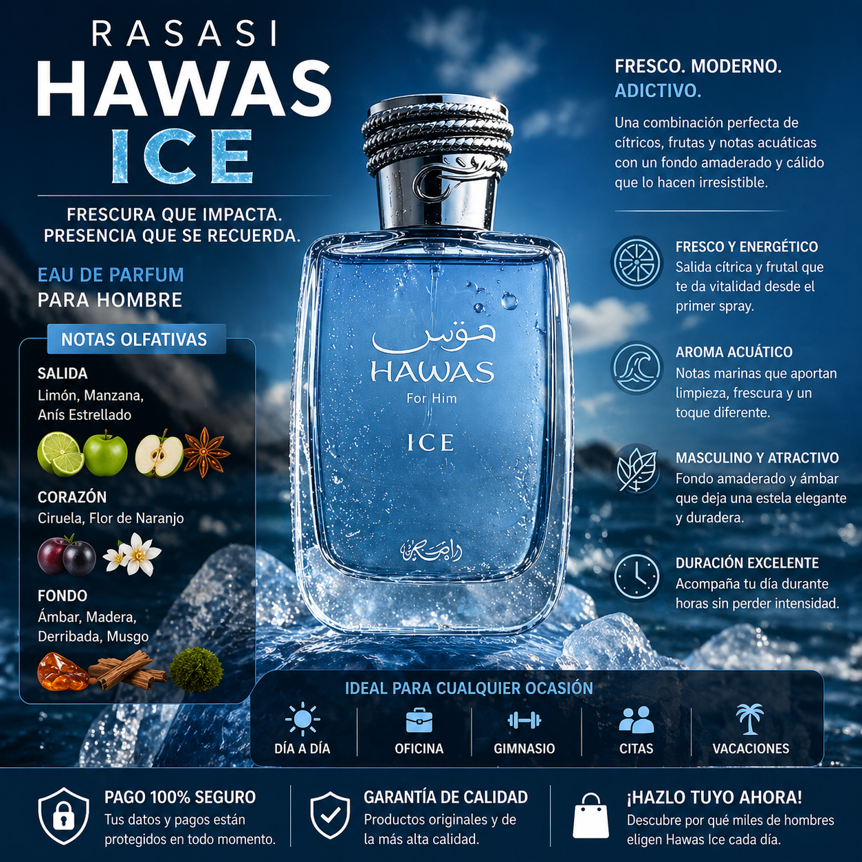 Hawas for Him ICE Rasasi | Perfume Masculino 100ml