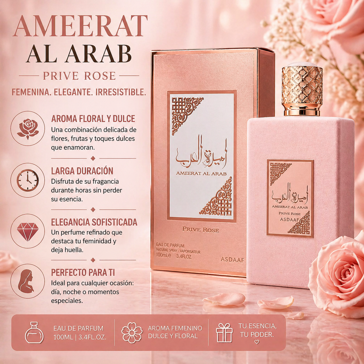 Ameerat Al Arab Prive Rose Asdaaf | Perfume Femenino 100ml
