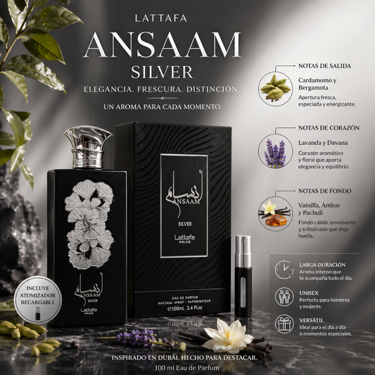 Ansaam Silver Lattafa | Perfume Unisex 100ml