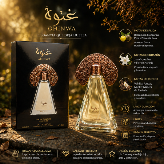 Ghinwa Niche Emarati Lattafa | Perfume Árabe de Lujo 100ml