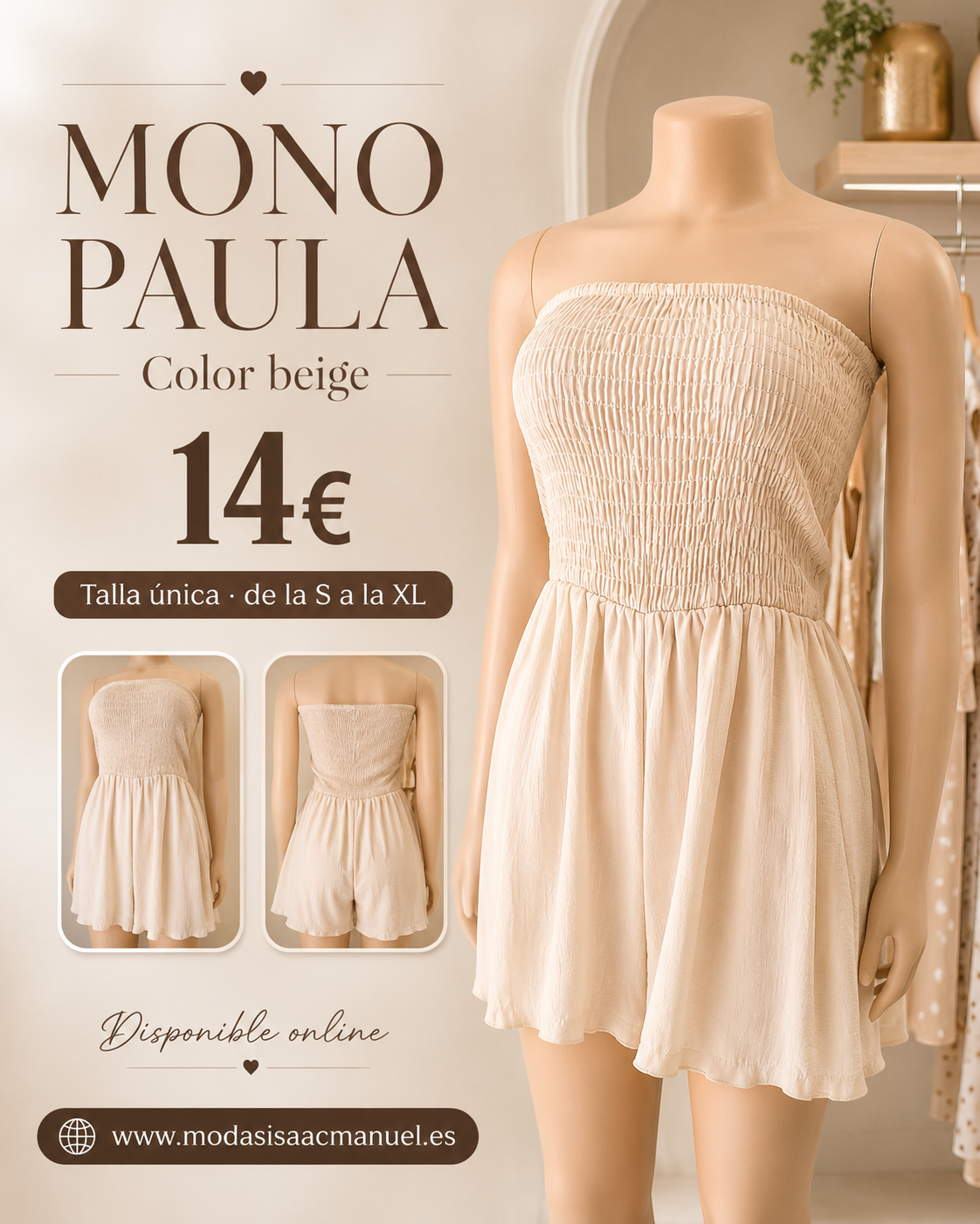Mono Corto "PAULA" | Pecho Fruncido Palabra de Honor