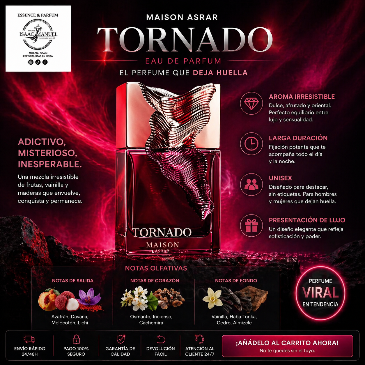 Tornado Maison Asrar | Perfume Masculino Cítrico Amaderado 100ml