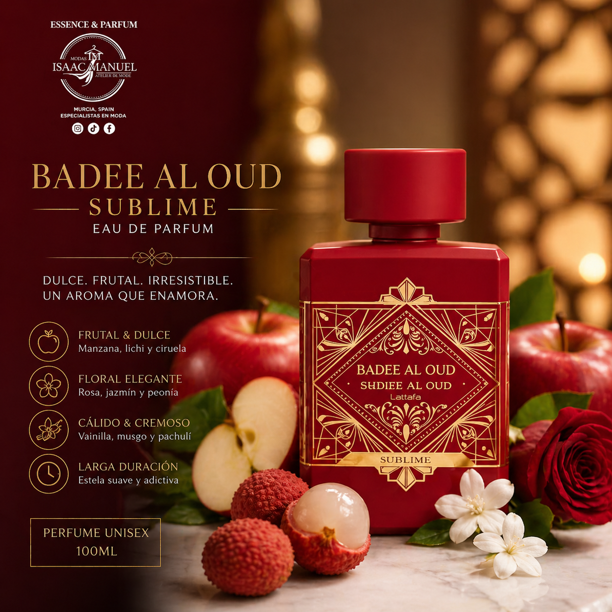 Bade'e Al Oud Sublime Lattafa | Perfume Unisex Frutal Amaderado 100ml