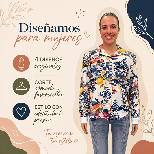 Camisa Estampada Mujer Manga Larga | 4 Modelos Originales Talla Única