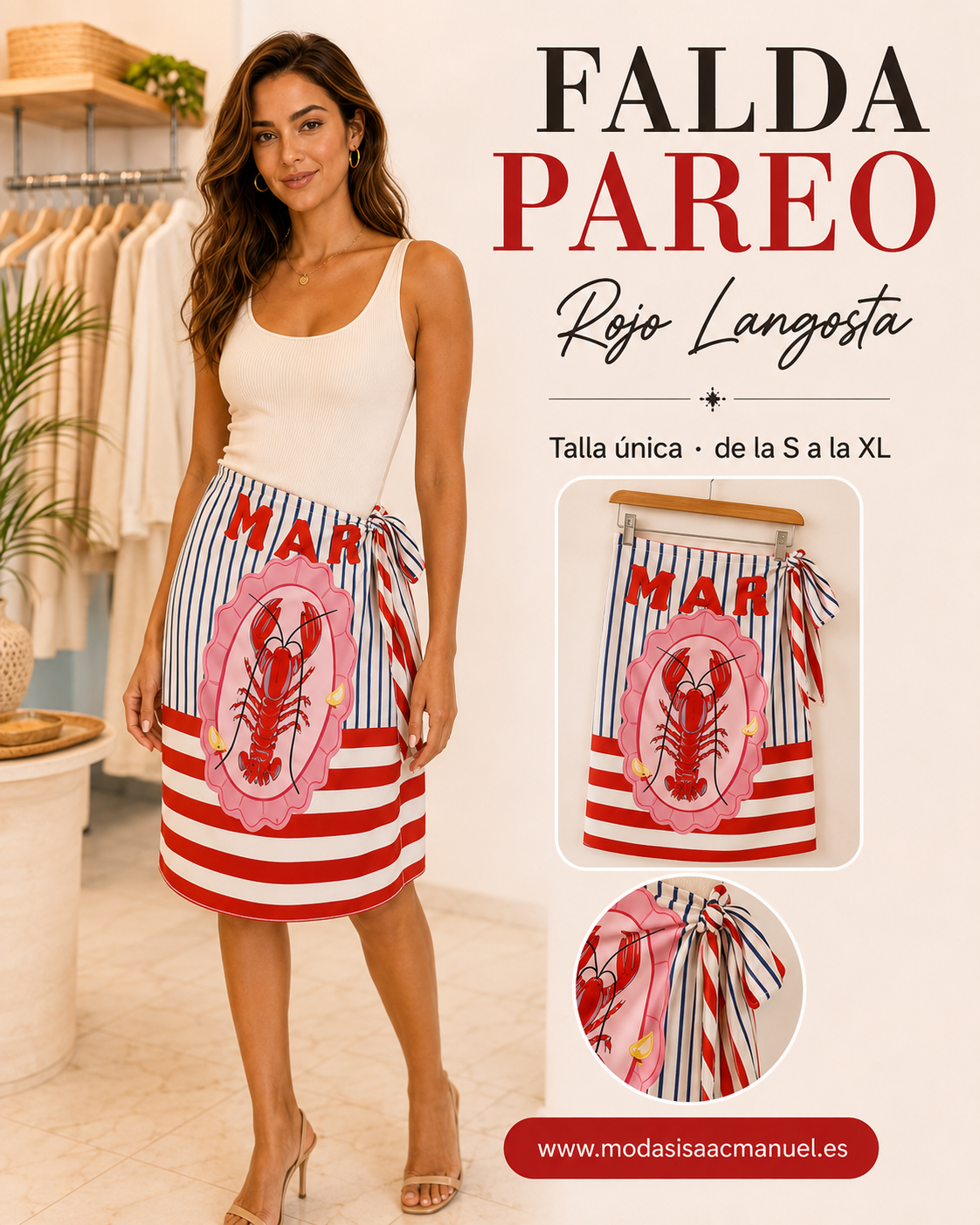 Falda Pareo Corta con Lazada | Estampados Exclusivos