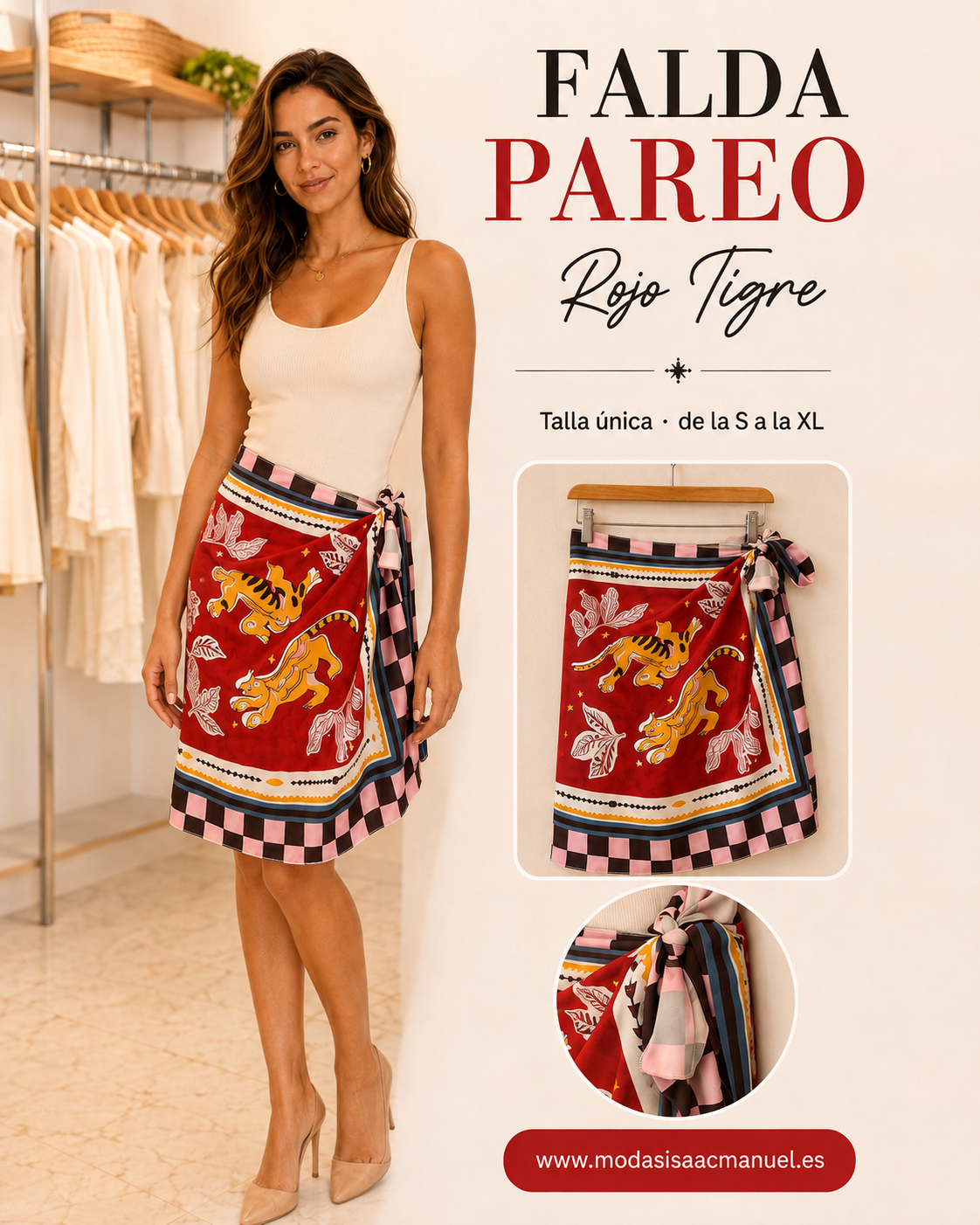 Falda Pareo Corta con Lazada | Estampados Exclusivos