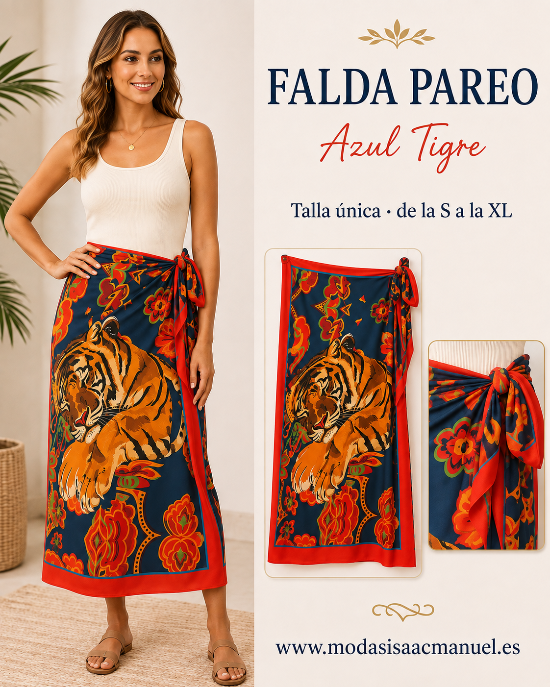 Falda Pareo Larga con Lazada | Estampados Exclusivos