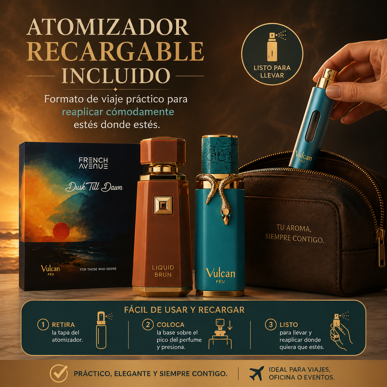 Pack Perfumes Hombre Senziate "Dusk Till Dawn" EDP (2x100ml) + Atomizador Recargable
