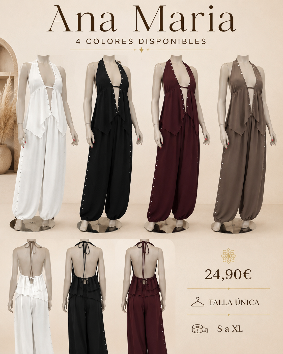 Conjunto de Dos Piezas "Ana Maria" | Estilo Boho-Chic con Espalda Descubierta