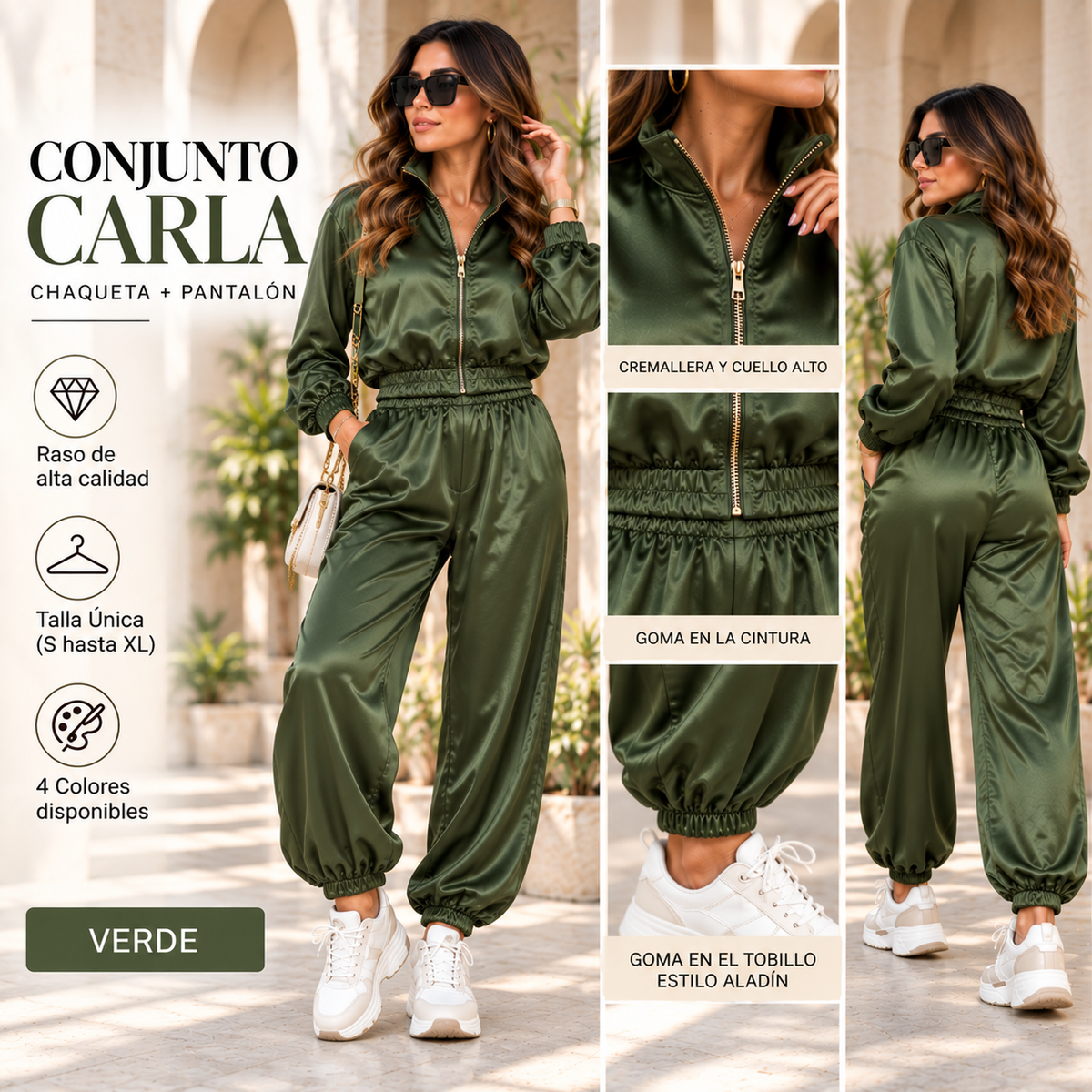 Conjunto CARLA de Raso – Bomber y Pantalón Jogger