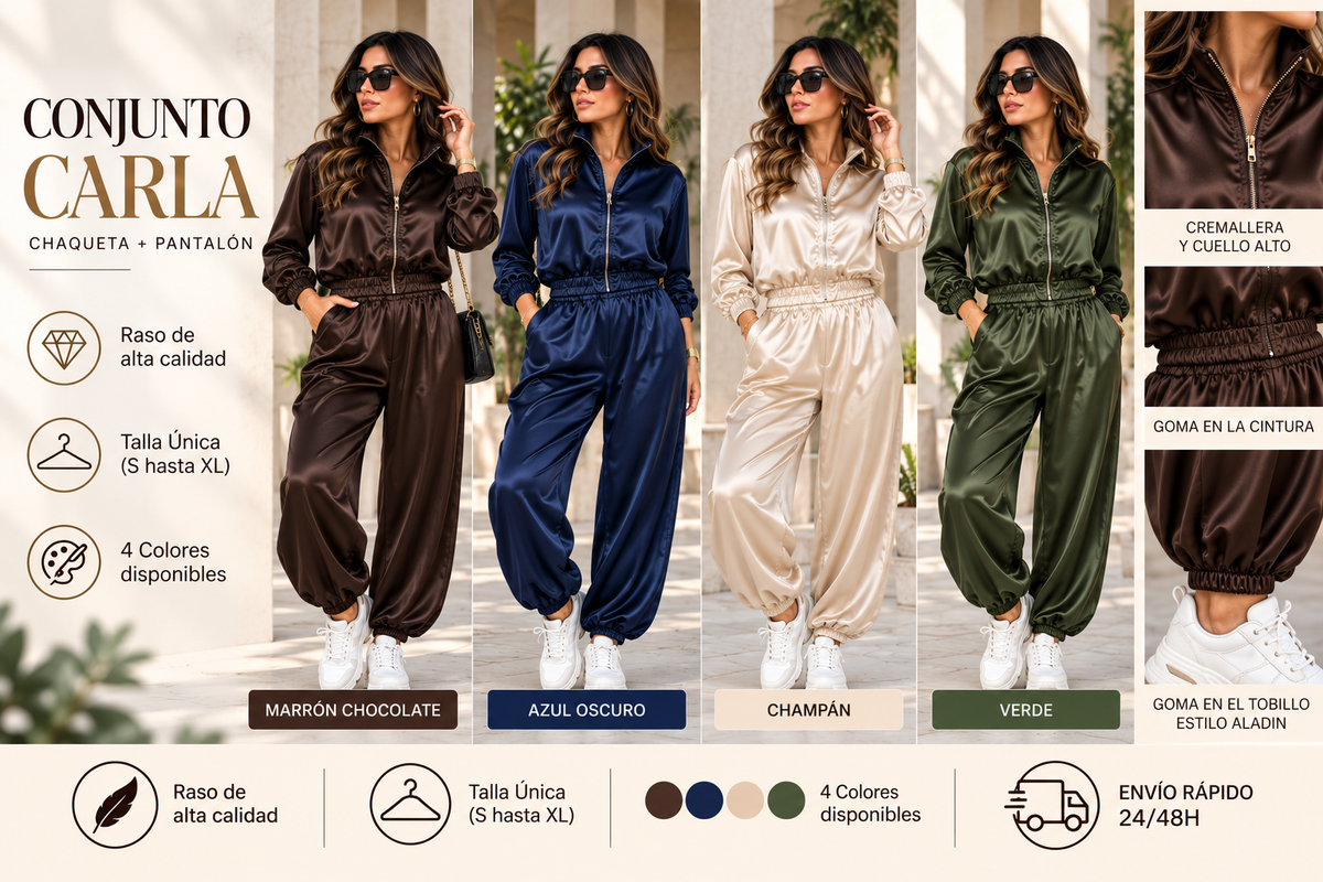Conjunto CARLA de Raso – Bomber y Pantalón Jogger