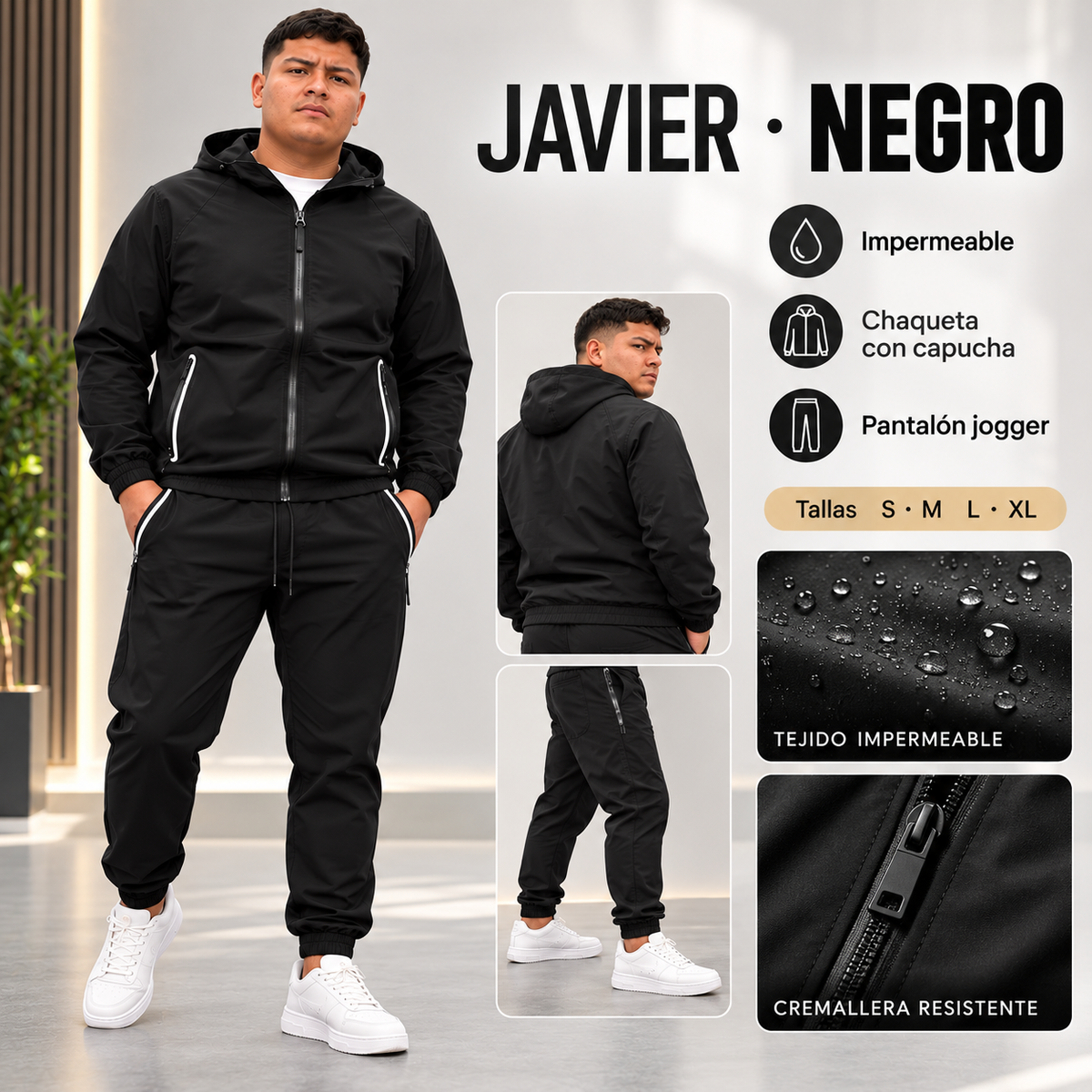 Conjunto Chándal Javier Hombre de 2 Piezas con Capucha