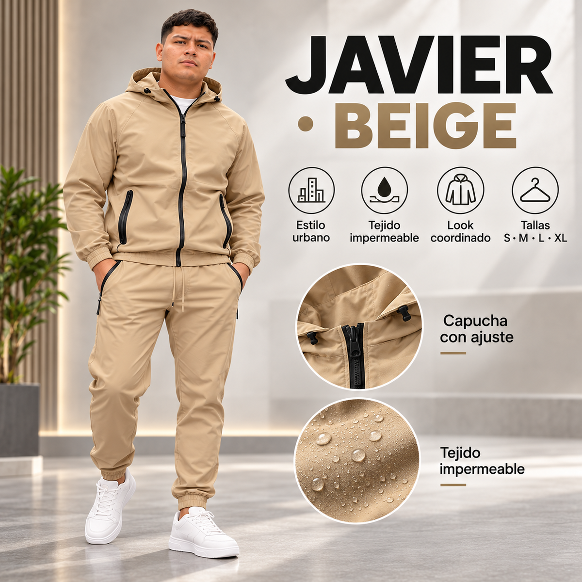Conjunto Chándal Javier Hombre de 2 Piezas con Capucha