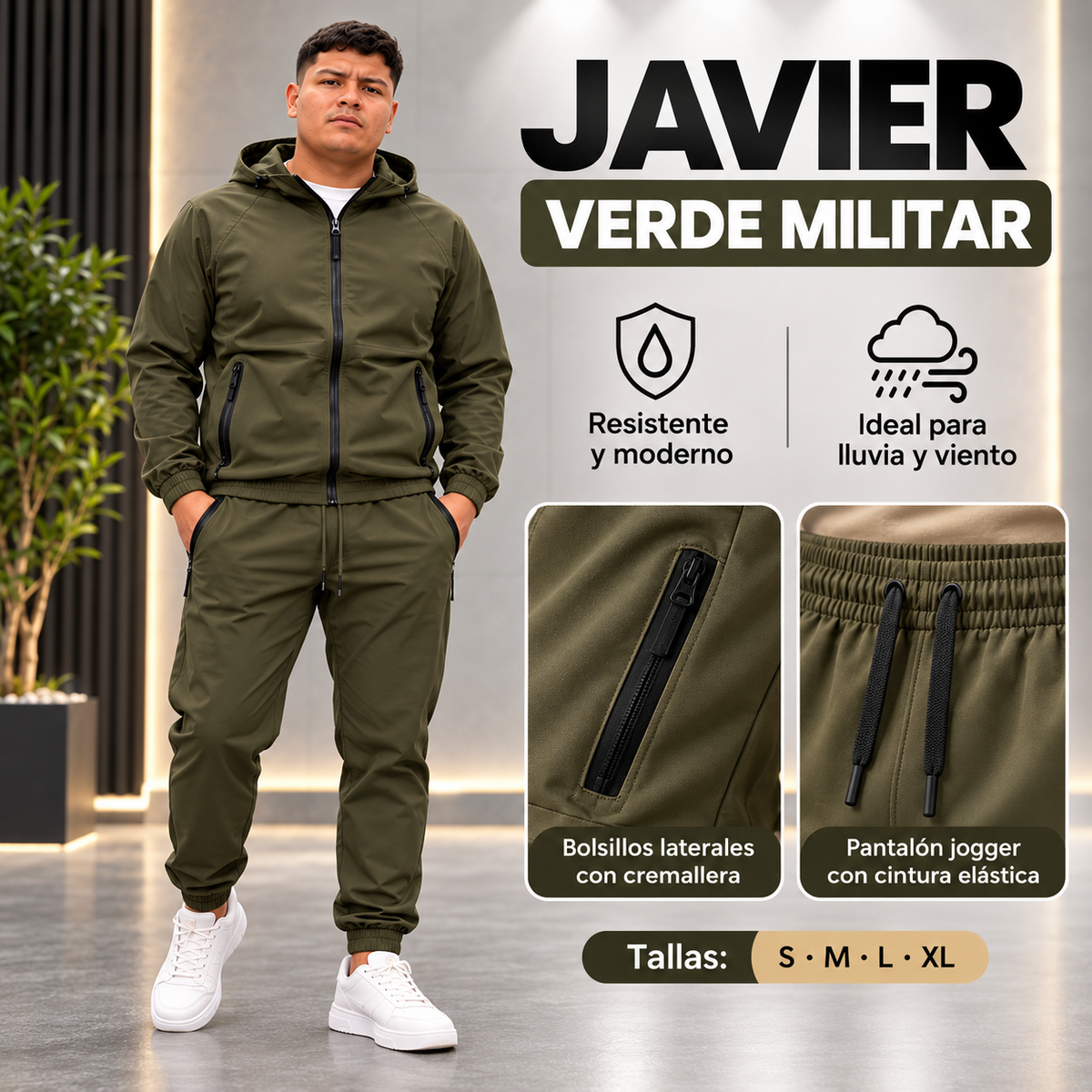 Conjunto Chándal Javier Hombre de 2 Piezas con Capucha