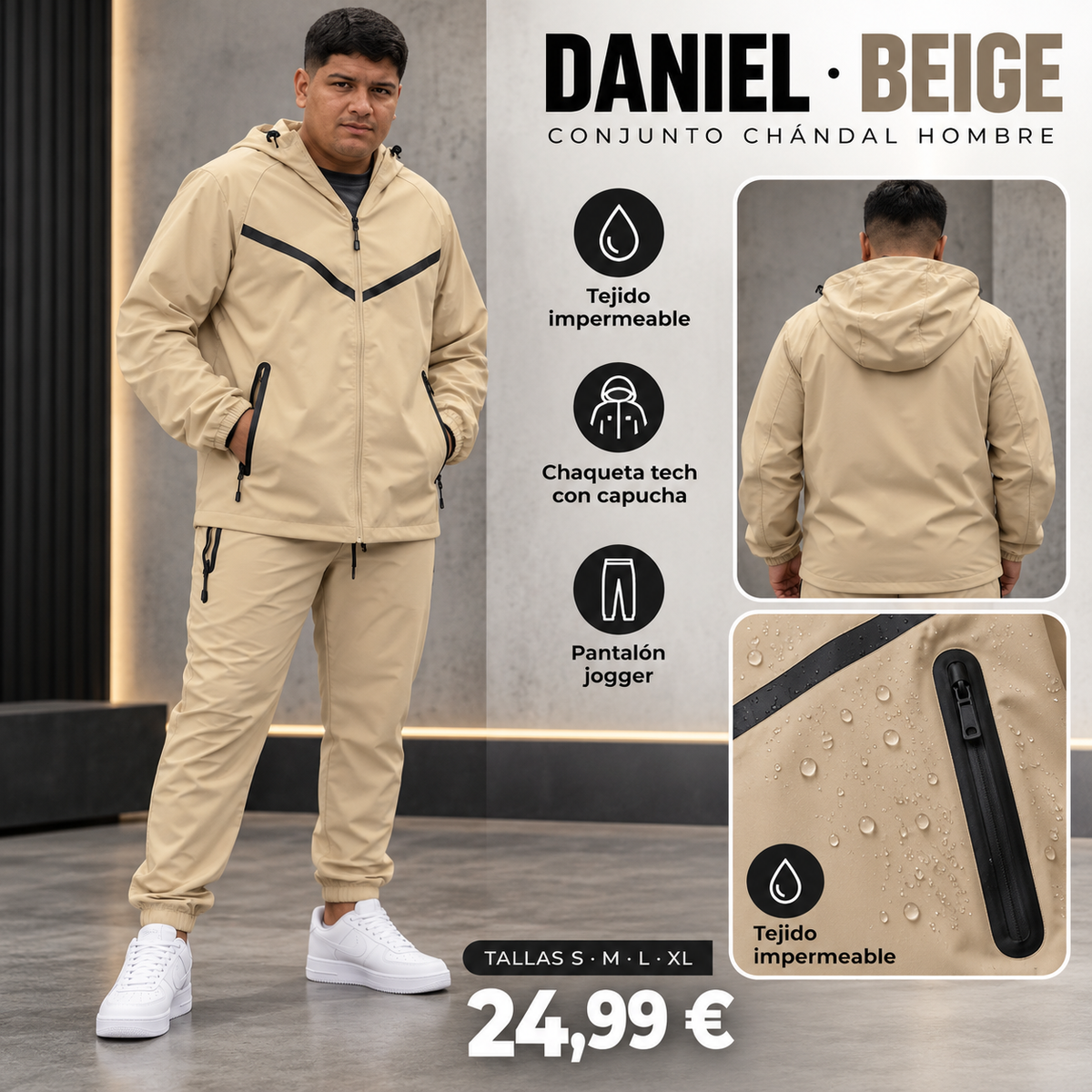 Conjunto Chándal Daniel Hombre de 2 Piezas con Diseño Tech