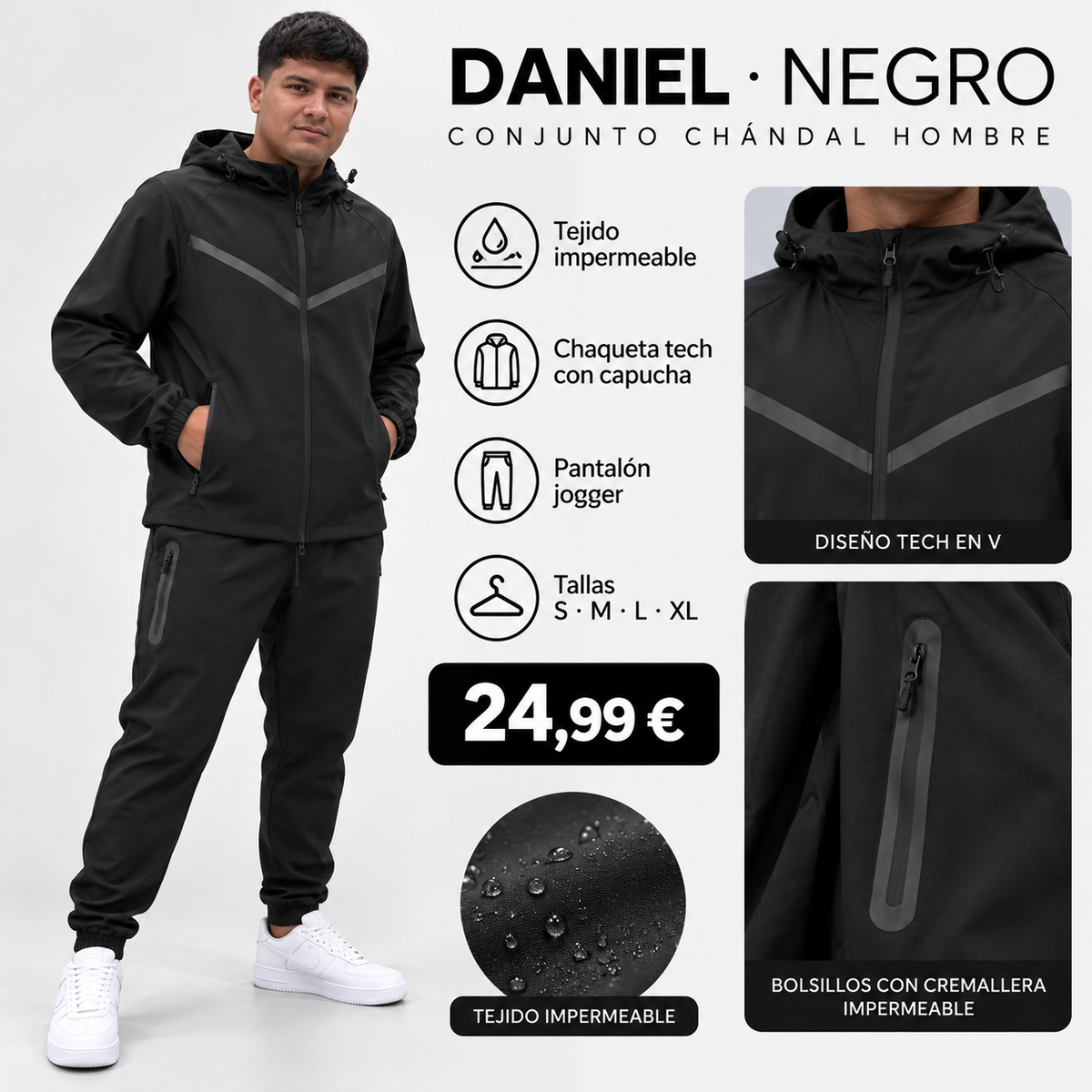 Conjunto Chándal Daniel Hombre de 2 Piezas con Diseño Tech