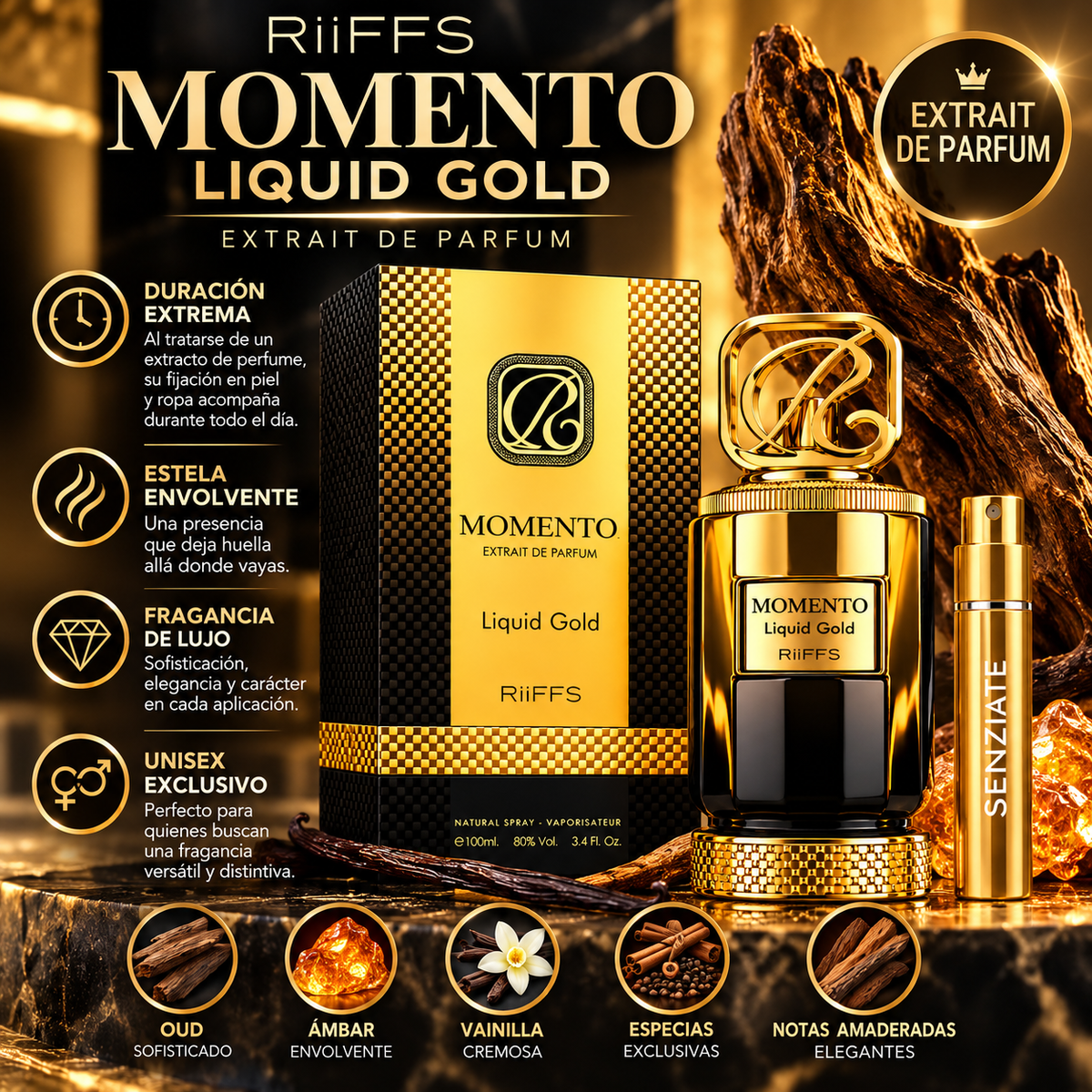 Riiffs Momento Liquid Gold 100 ml Extrait de Parfum Unisex