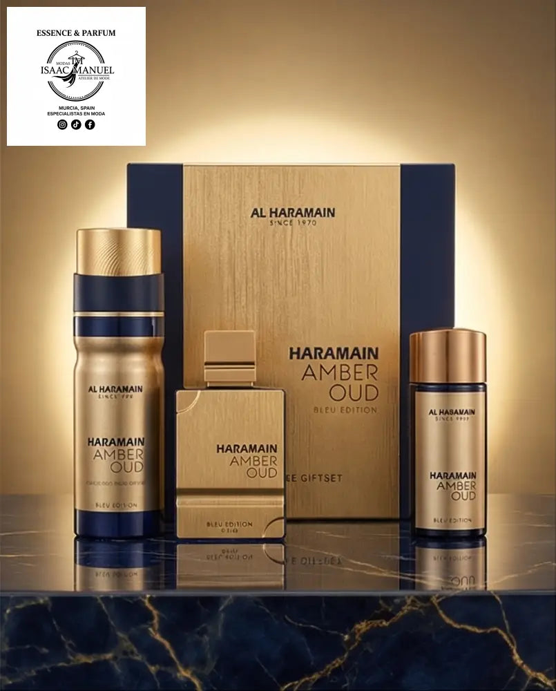 El Set Amber Oud Bleu Edition tiene todo lo que uno podría necesitar para dejar una estela inolvidable, con formatos perfectos para el día a día y para viajar.