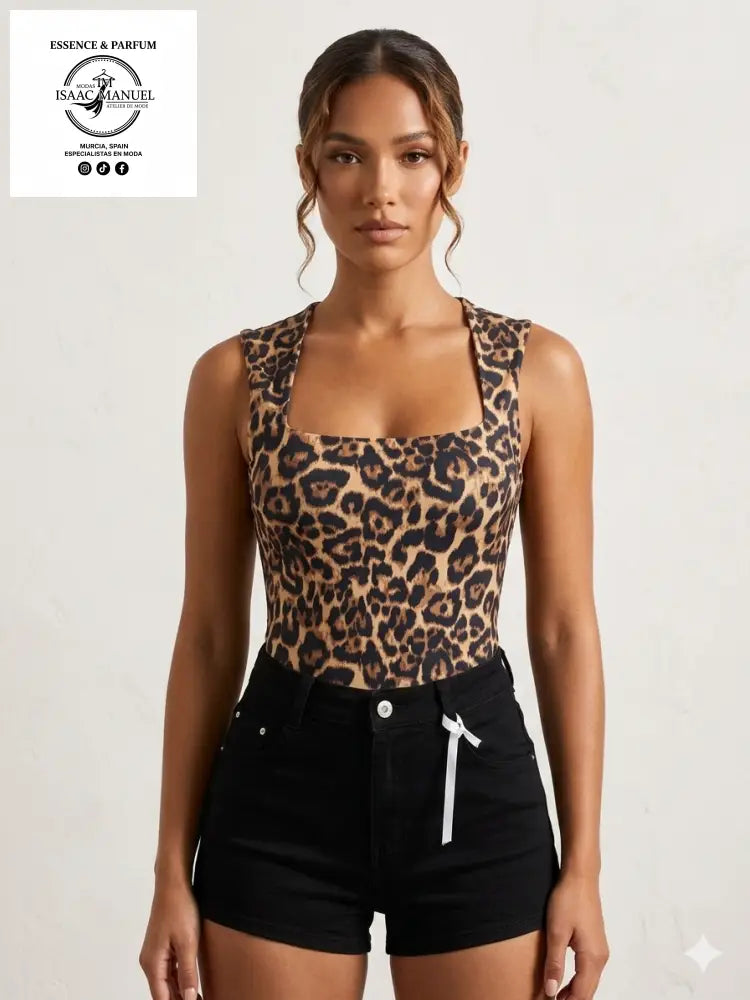 Body Minimal de Escote Cuadrado: Tu Nuevo Básico Imprescindible JC1011 ANIMAL PRIN ropa de mujer