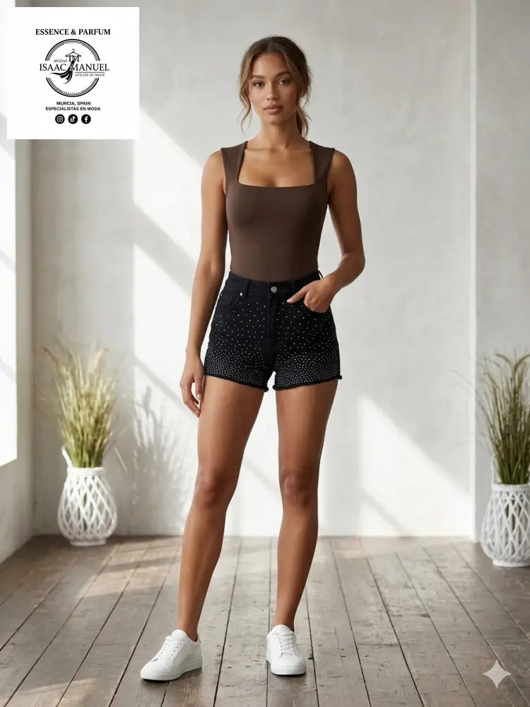 Body Minimal de Escote Cuadrado: Tu Nuevo Básico Imprescindible JC1011 Marrón ropa de mujer