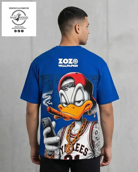 Camiseta Donald Duck Wallpaper | Hombre oversize - Azul cielo / S - Camiseta
