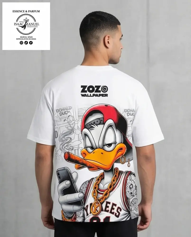 Camiseta Donald Duck Wallpaper | Hombre oversize - Blanco / S - Camiseta