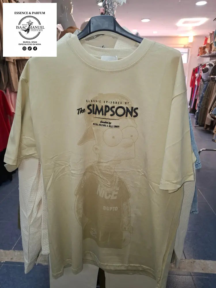 Camiseta Oversize Bart Simpson Streetwear Unisex | Diseño Doble Cara | Blanco Negro y Beige Camiseta hombre